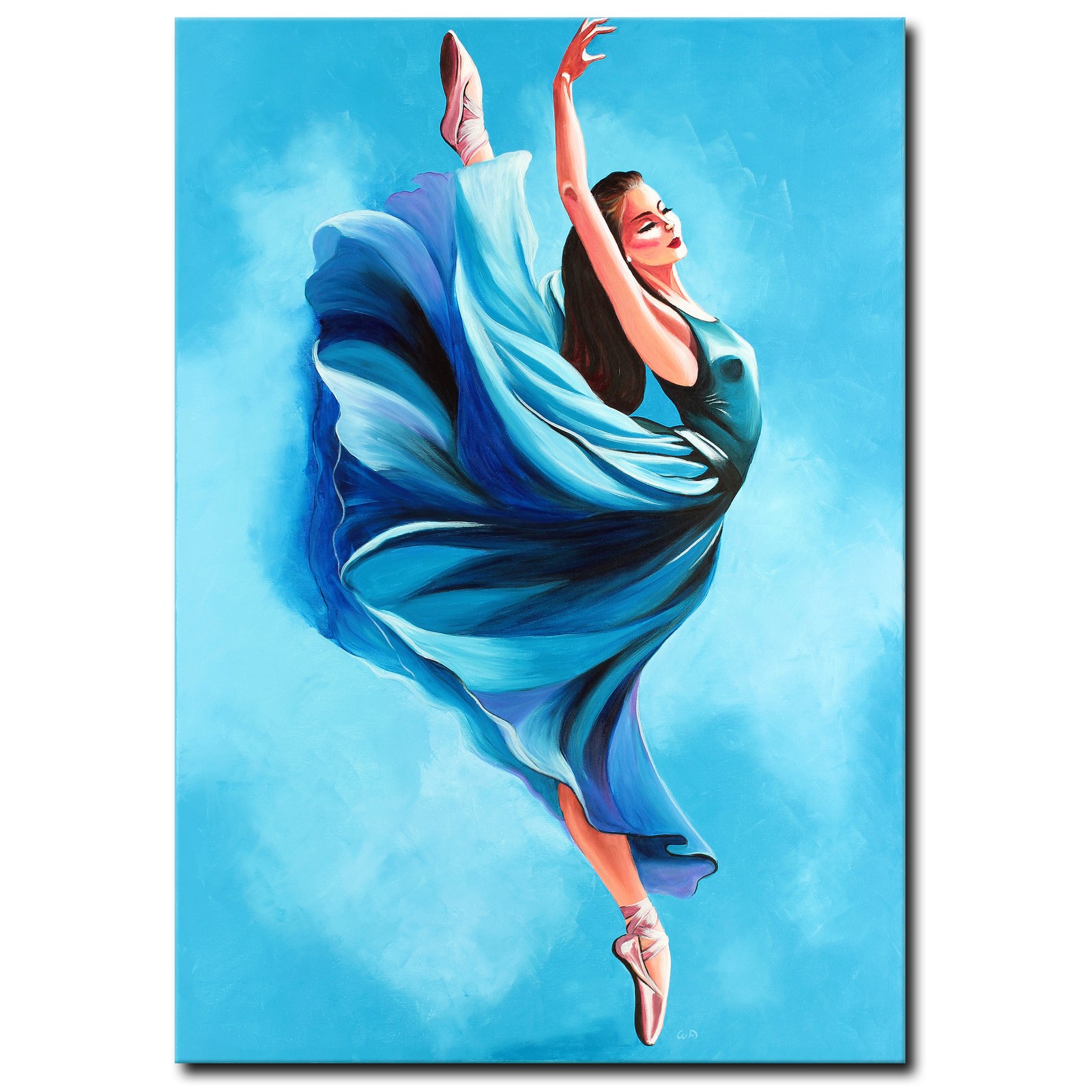 Cuadro acrílico pintura bailarina de ballet moderna mujeres azul abstracto original NOVAARTE