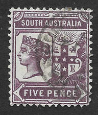 Used 5d Brown-Purple Stamp 1894 Queen Victoria South Australia