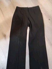 Vtg Escada Trouser Pants Womens Black Light Wool Full Leg Sz 36