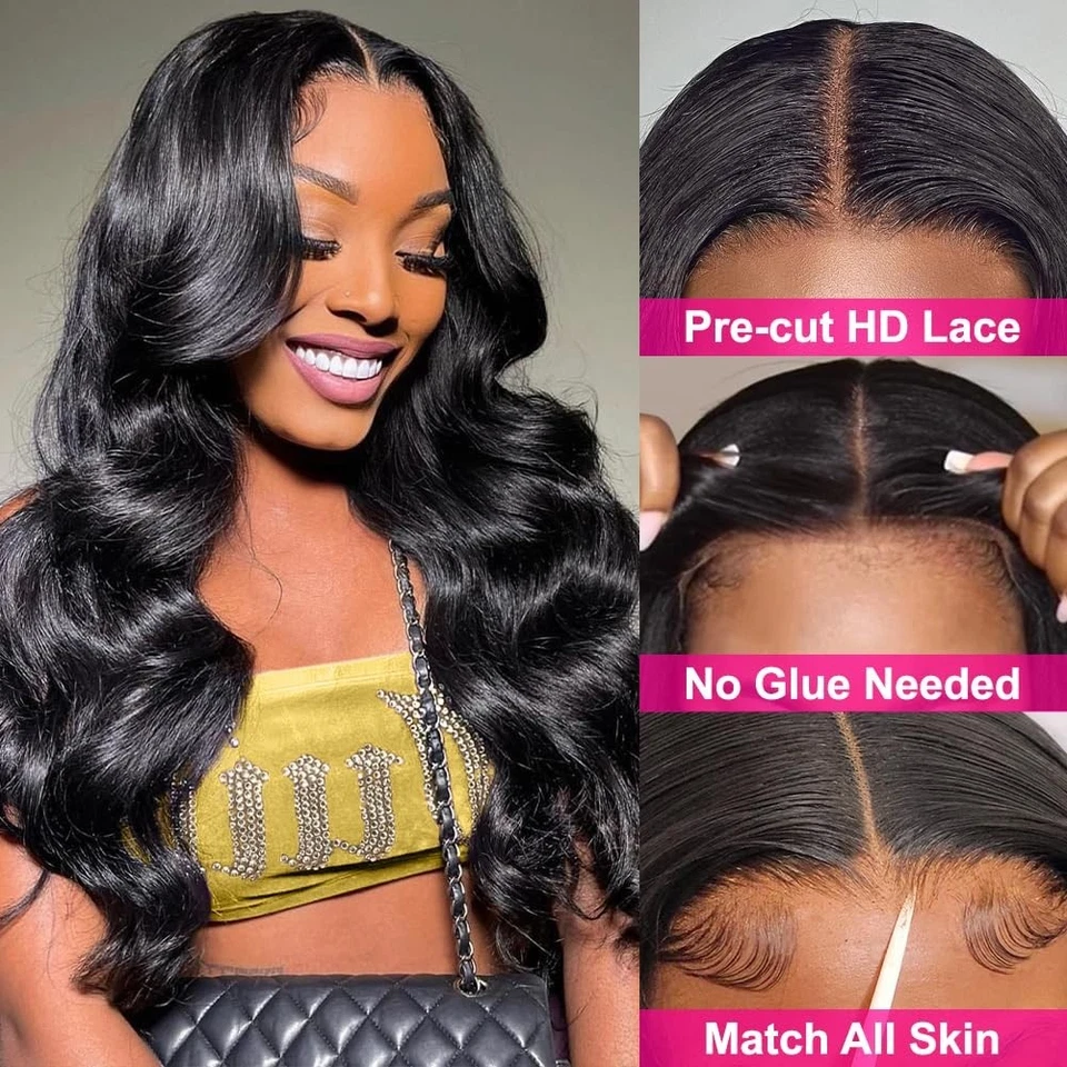 Glueless Wigs Human Hair Pre Plucked Pre Cut 4X4 Body Wave Lace Front Wig - Image 2 of 4