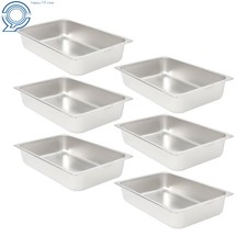 Commercial 6-Pack Stainless Steel Steam Table Pans, 4" Deep Food Pans
