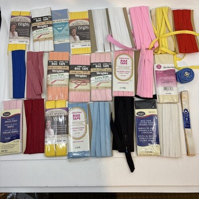 Large Lot of  27 Vintage Bias Tape Trim Seam Binding Sewing Crafts New And Used