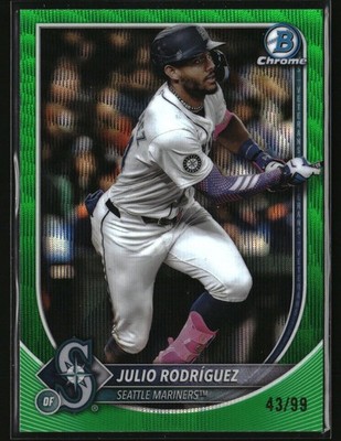 Julio Rodríguez 2025 Bowman Chrome #66 Green Wave #/99 Seattle Mariners