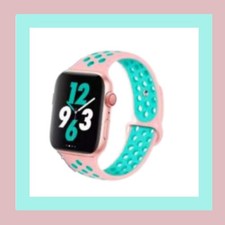 Breathable Silicone Two-Tone Sport Band for Apple Watch 38mm 40mm 41mm Mint/Pink