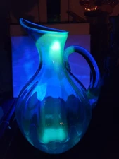 Vintage BLENKO PITCHER 911 Turquois Blue Glass Winslow Anderson Design EUC MCM 