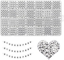 Alphabet Beads A-Z 1300 Pcs Letter Beads, Acrylic 4x7mm Round Letter Beads Kits