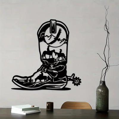 HELLOYOUNG Western Boots Metal Wall Art Rustic Farmhouse Decor Cowboy Gift