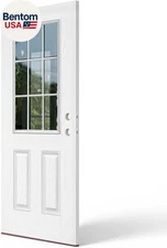 36 X 80 White Front Entry Door Slab, Classic Exterior Fiberglass Door Panel, Lef
