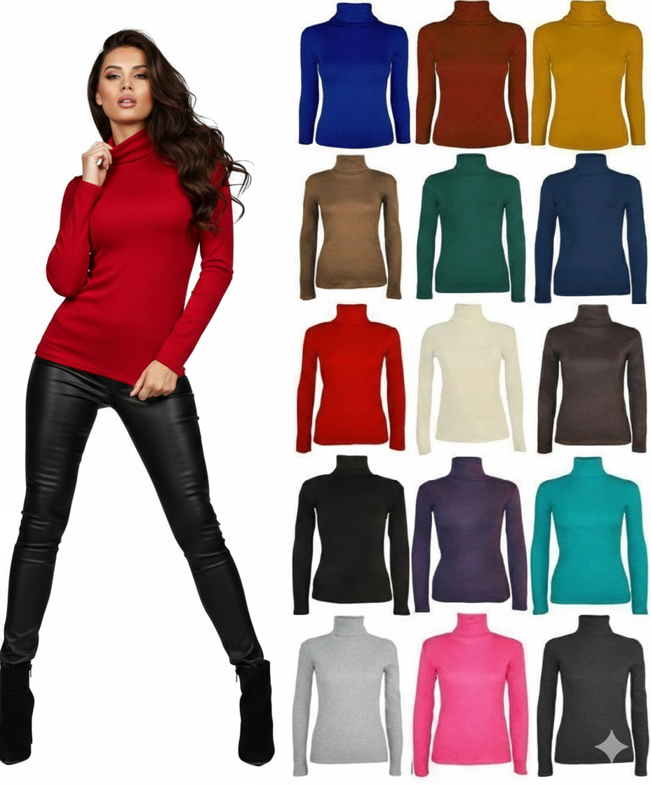 Pull Femme Col Haut Oversize - Maille Confortable Couleur Unie - Taille S à 3XL