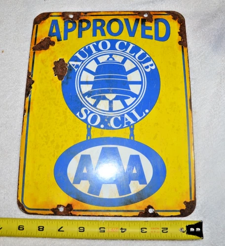 VINTAGE AAA So. Cal  PORCELAIN SIGN MOTORISTS AUTOMOBILE CAR CLUB  California