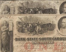 1861 & 1862 $1 DOLLAR BILL MATCHING 65 SC BANK NOTE LARGE CIVIL WAR MONEY