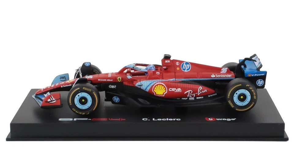 MODELLINO AUTO STATICO BURAGO FERRARI F1 SF24 MIAMI GP 2024 LECLERC VETRINA 1/43 - Immagine 3 di 4