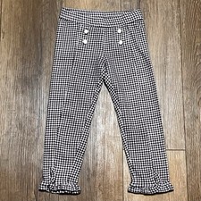 Janie and Jack Gingham Ruffle Ankle Pants Girls 5 Nautical Old Money Preppy EUC