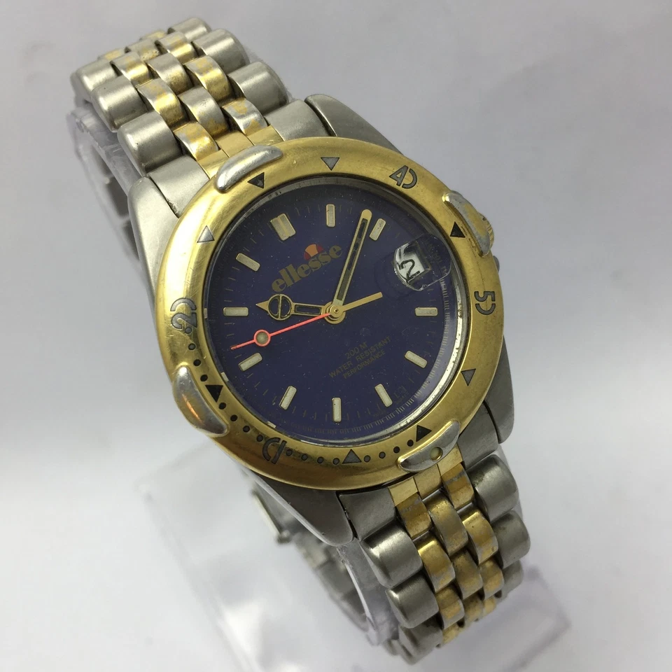 Винтажные дайверские часы Ellesse Performance 03-0013-003 синий циферблат двухцветные - Изображение 4 из 4