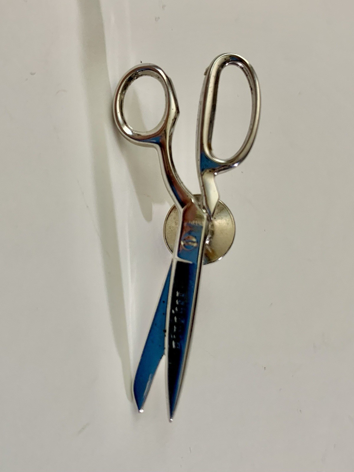 Ginger Scissors Chrome Sterling Silver Brooch Pin… - image 1