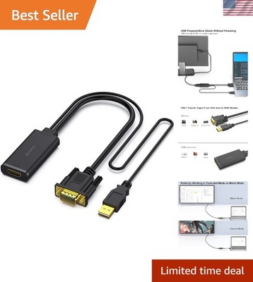 Broad Compatibility VGA to HDMI Converter - 1080P with Integrated USB Audio