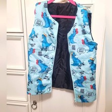 Blue Dinosaur Zip Up Puffer Vest