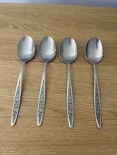 Vintage Monogram Stainless Steel Table Spoon X4 Floral