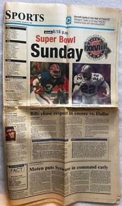 1994 SUPER BOWL XXVIII Newspapers Cowboys vs Bills ~ Jan 30–31 ~Emmitt Smith MVP