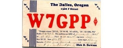 1948 QSL Card: The Dalles OR to TN W7GPP & W4MPB Linen Comms Radio Ham
