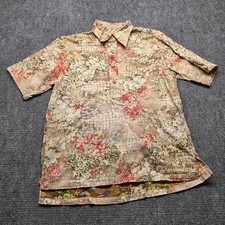 Vintage 70s Sears Hawaiian Fashions Popover Shirt Large Floral Aloha Frayed Side