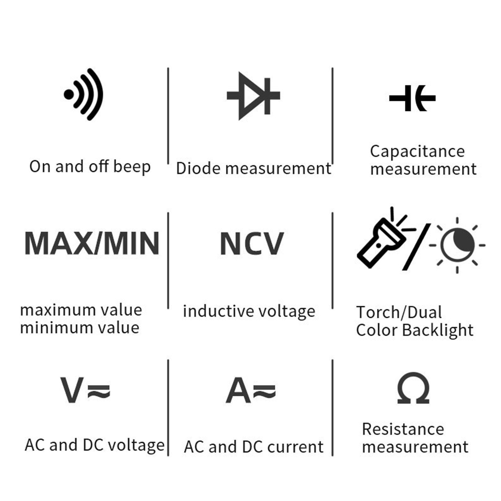 HT206B Digital Clamp Meter Voltmeter Amp Ohmmeter Tester AC/DC LCD MultimeterCl