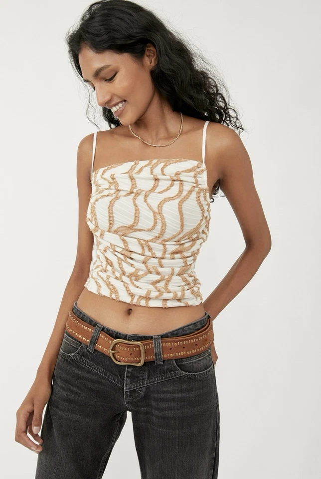 Free People Sand Dunes Cami Sz M Tank Top Asymmetrical Boho Western Festival - Image 3 of 4