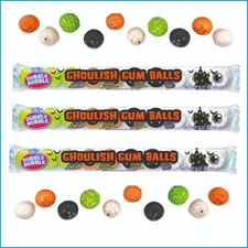 Gumballs Bubble Ghoulish Gum, Assorted Fruit Flavored Chewing Balls - pack of 3