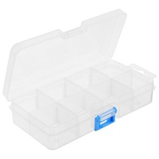 Clear Nail Art Case Organizer with Lid 8 Compartment Storage for Manicure Too...