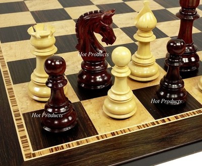 Blood ROSEWOOD Large 4 3/8'' King Staunton LUXURY Chess Set W 20.5'' Ebony Board