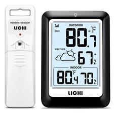 Indoor Outdoor Thermometer Wireless Weather Station, Internal External Thermo...