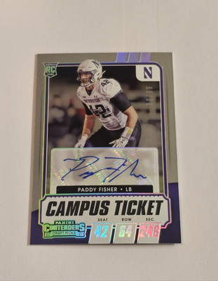 2021 Panini Contenders Draft Picks Paddy Fisher Campus Ticket Auto #d /99 Rookie