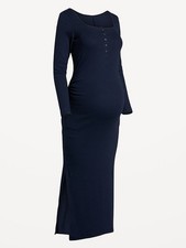 OLD NAVY by Gap ~ NWT New! L ~ NAVY BLUE Maternity Long-Sleeve Henley Midi Dress