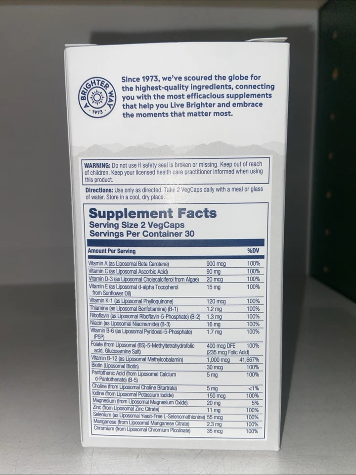 Multivitamínico liposomal de alta potencia Solaray para hombre 60 cápsulas Foto 2 de 4