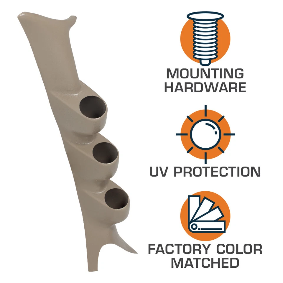 Soporte de cápsula de calibre triple pilar bronceado para Ford Super Duty F-250 F-350 1999-2007 Foto 3 de 3