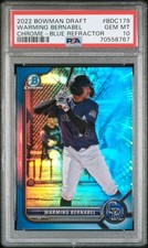 2022 Bowman Draft Chrome Warming Bernabel BLUE REFRACTOR /150 PSA 10 Rockies 179
