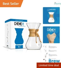 Pour Over Glass Coffeemaker 8-Cup Classic Style Elegant, Durable, Dishwasher ...