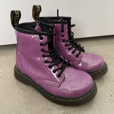 Dr Martens 1460 Glitter T Boots Dark Pink Sparkle Toddler US 9 EU 26
