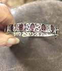 Sterling Bangle Garnet Bracelet Openwork Filigree 17 Grams 7-7 1/2” — photo 3