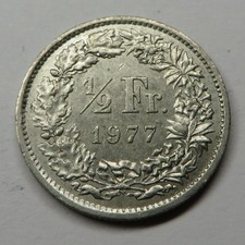 Switzerland 1/2 Franc 1977 Copper-Nickel KM#23a.1 aUNC
