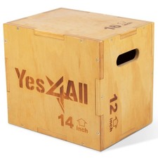 Yes4All 3-in-1 Wooden Plyo Box Jump for Home Gym 12/14/16in, 450 lbs Capacity