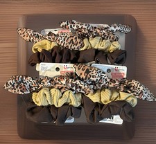 Hair Scrunchies 3 Assorted Colors Leopard Brown Beige Scunci New 4 Packs 12