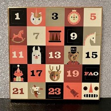 New FAO Schwarz Advent Calendar Containing 24 Post Earrings.