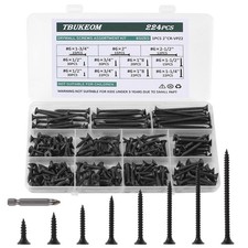 TBUKEOM Screws Assortment Kit, 224 PCS, High Hardness 6, Black 224 Pcs