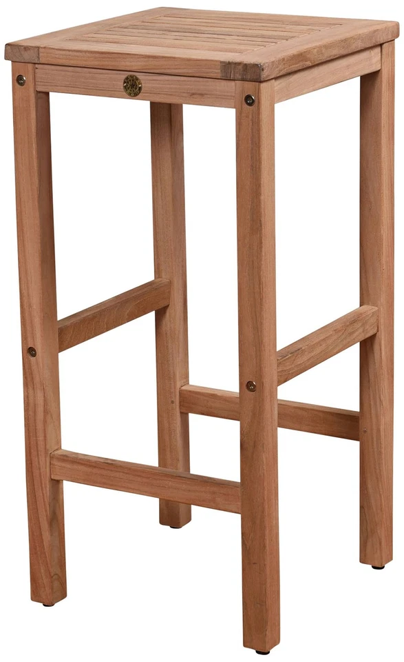 Piatto 30" Teak Wood Backless Square Outdoor Patio Barstool - Image 2 of 3