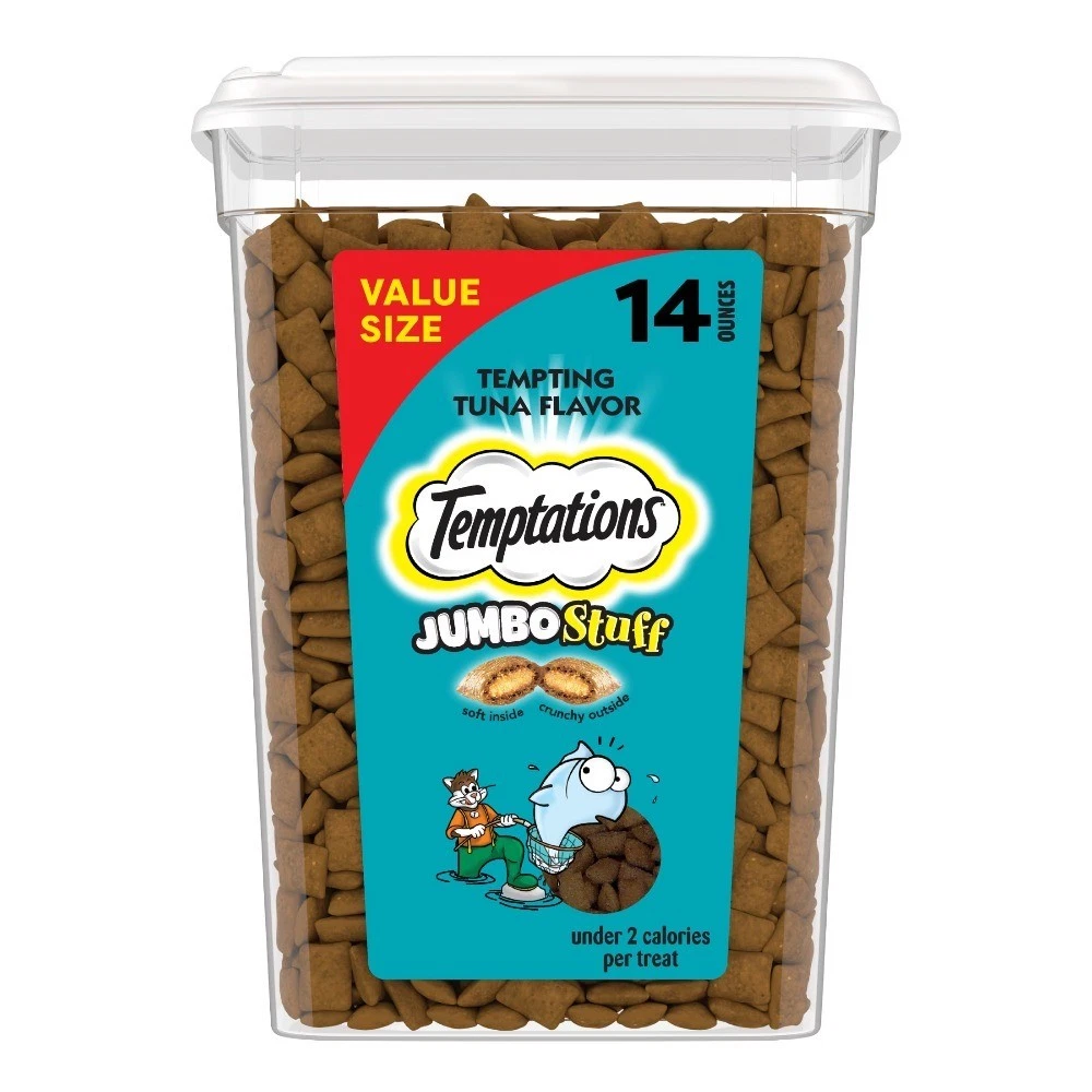 Tempting Tuna Flavor Crunchy And Soft Treats For Cats, 14 Oz Tub