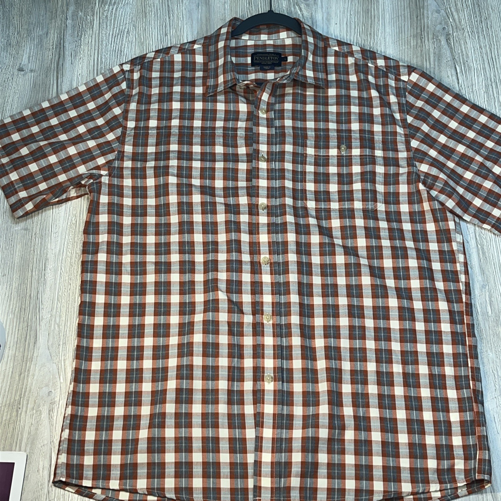 Pendleton Size Large Plaid Button Down Pocket Sho… - image 7