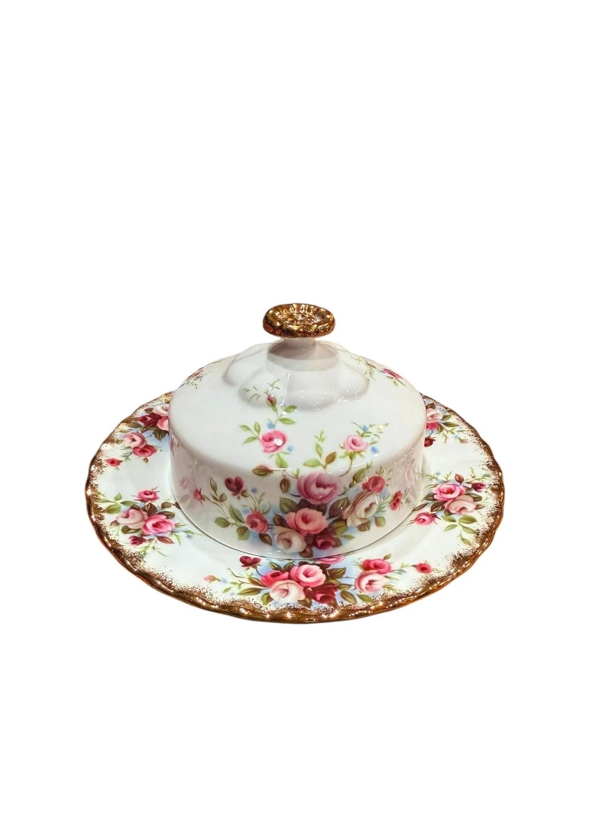 Royal Albert Cottage Garden pink rose butter Dish bone china England vintage