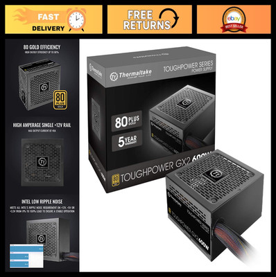 600W 80+ Gold Power Supply, SLI/Crossfire Ready, ATX 12V V2.4, Non-Modular, 5-Ye