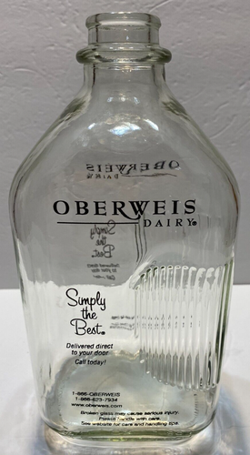 Vintage Oberweis Dairy Glass Milk Bottle Jug without Cap - 64 Fl Oz - Picture 2 of 9